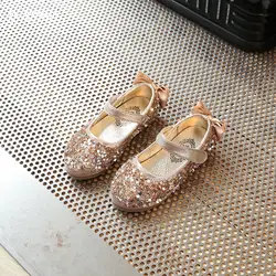 QGXSSHI/новые детские сандалии принцессы с блестками, детская мягкая обувь для девочек, нескользящая обувь на низком каблуке, нарядные туфли