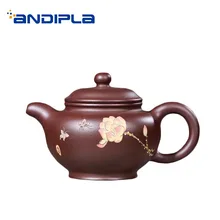 270 ml фиолетовая глина yixing Zi грязи Чай чайник лотосы ручной росписи узор НЕОБРАБОТАННАЯ руда Zisha Чай горшок домой Винтаж Drinkware пуэр горшок подарки