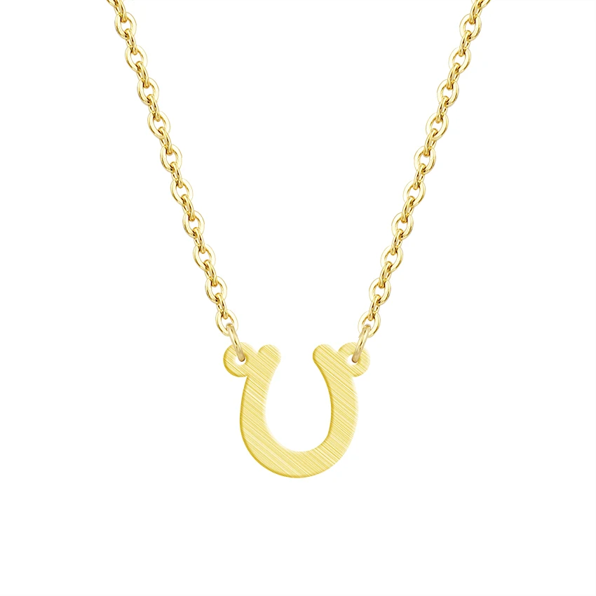 Simple Lucky Horseshoe Necklace Cute Horse Hoof U Shaped Pendant
