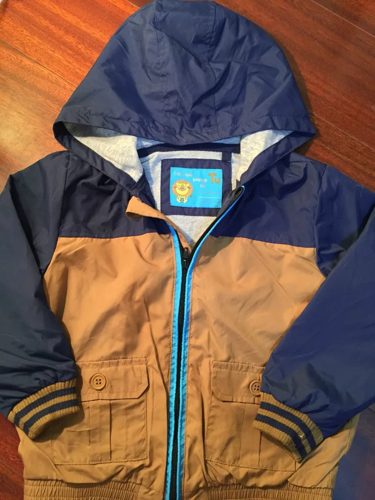 

Free Shipping - baby boys spring/summer hooded jacket, windproof jacket, navy/brown jacket, toddler spring jacket