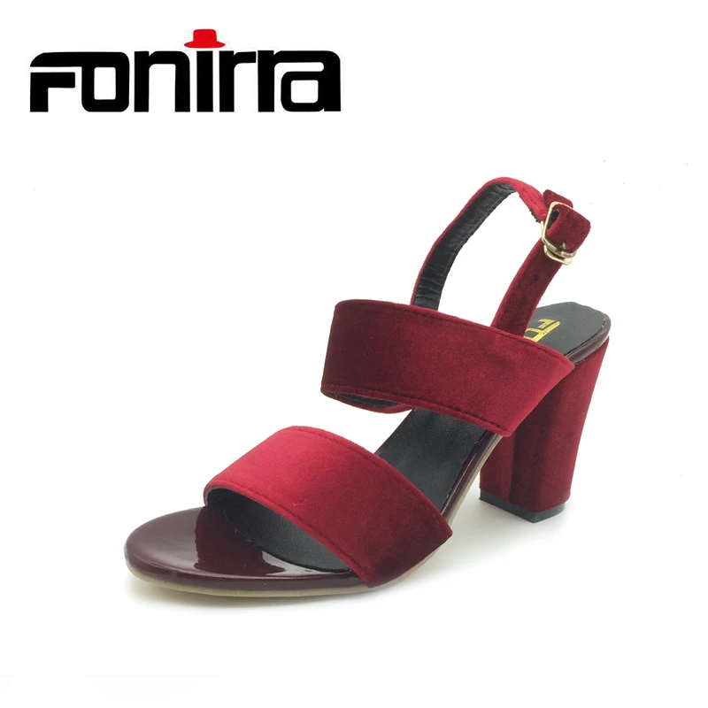 

FONIRRA Women Sandals Ankle Buckle Strap Square Heel Sandals for Ladies High Heel Women Summer Pumps Shoes Party Rome style 559