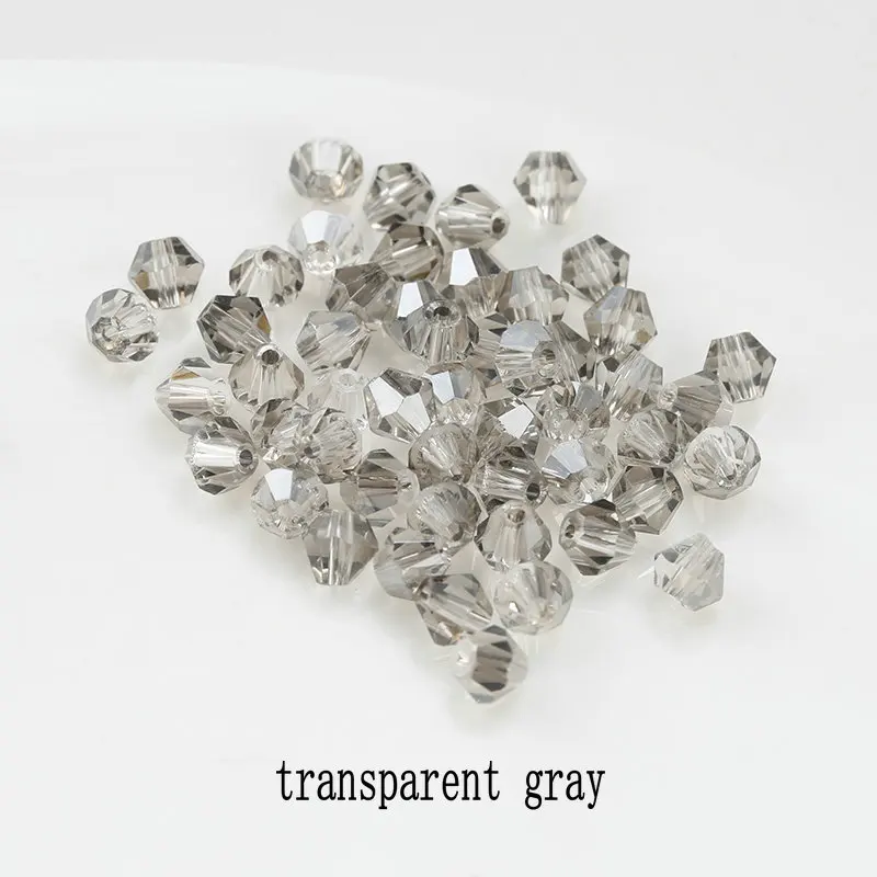 Купите 1 и получите 1 бесплатно 4 мм блестящие хрустальные бусины Bicone Beads стеклянные бусины Свободные разделительные бусины - Цвет: Transparent gray
