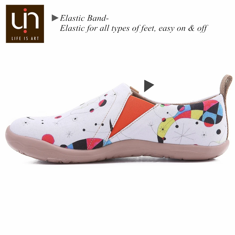 Preise UIN Schuhe Frau Kunst Hand bemalt Breite Frauen Schuhe Weiß Casual Leinwand Schuhe Damen Wanderschuhe Leichte Komfort Schuhe