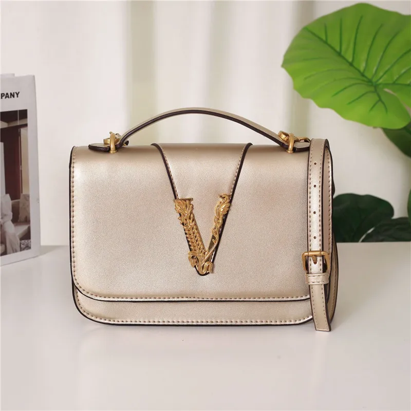 

6 Colors Luxury Fashion Famous Designer Women Purses and Handbags High Quality Metal V Letter Shoulder Messenger Bags Sac A Main