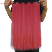 5 шт./лот Xi. rocks синтетические 5 заколки для наращивания волос 50 см заколки для волос 50 г прямые заколки для волос арбуз красный цвет 130 м