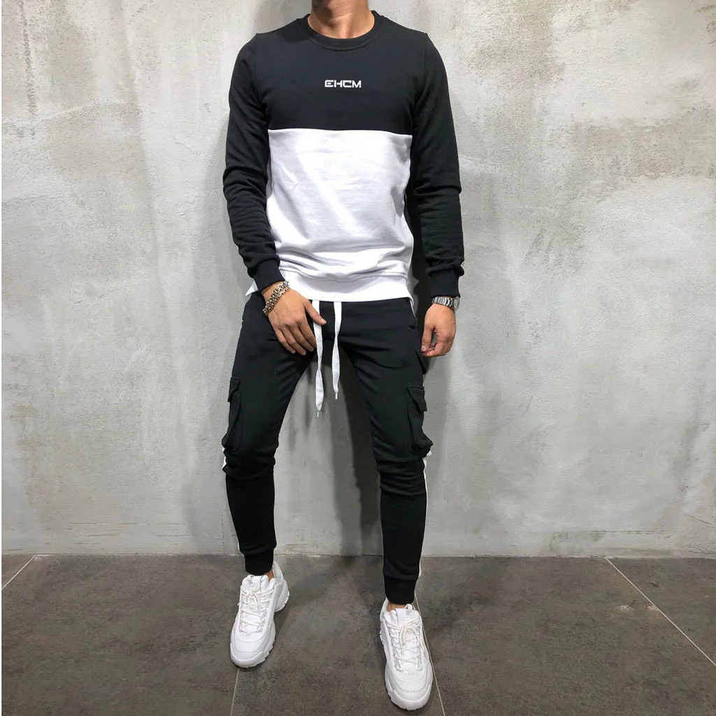 

Men's tracksuit Casual Autumn Winter Thicken Sweatshirt Top Pants Sets Sports Suit Tracksuit mens clothing ropa deportiva hombre