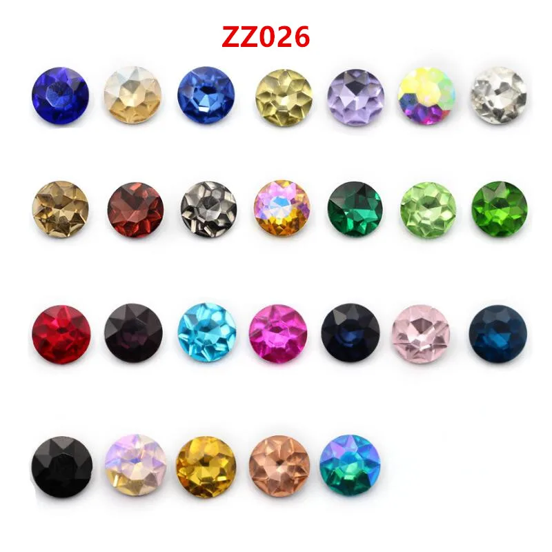 

ZZ026 12mm 50Pcs/Lot pointback Round Rhinestone Crystal Gems For DIY Decoration Glue Beads Non Sewing beads for wedding dress