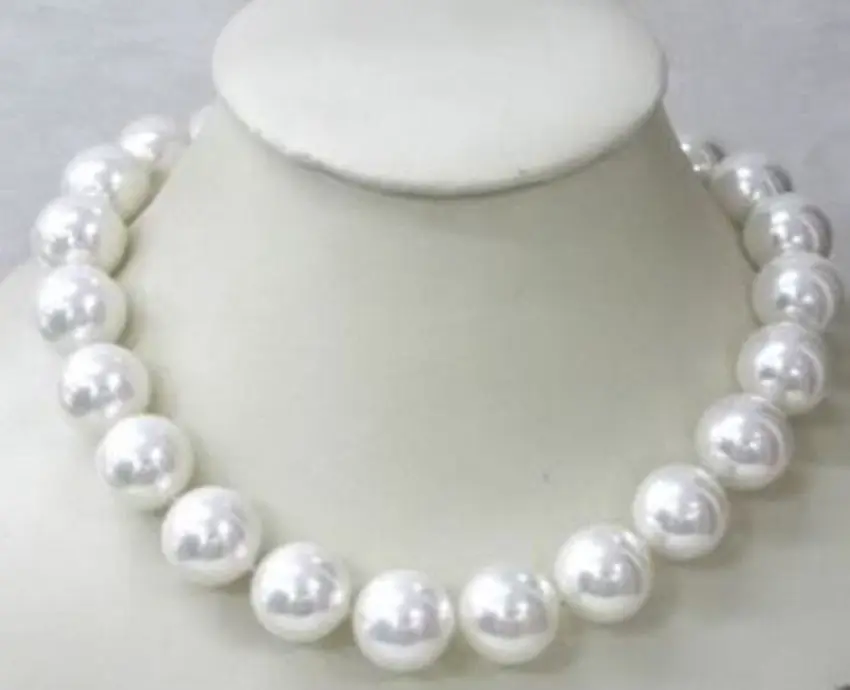 Wholesale price 16new Beauty 12mm White South Sea Shell Pearl Necklace 18 AAA