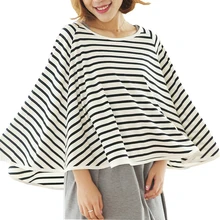 

MMBABY Pregnant Women Breastfeeding Cover Shirt Maternity Postpartum Striped Feeding Nursing Covers