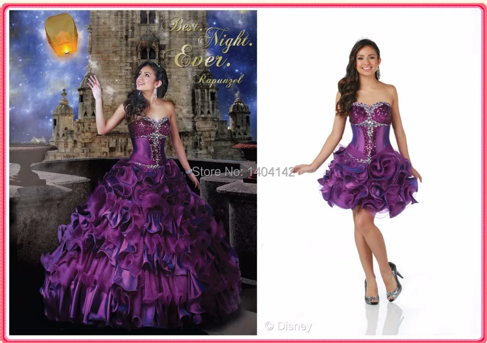 vestidos de debutantes roxo 2 em 1