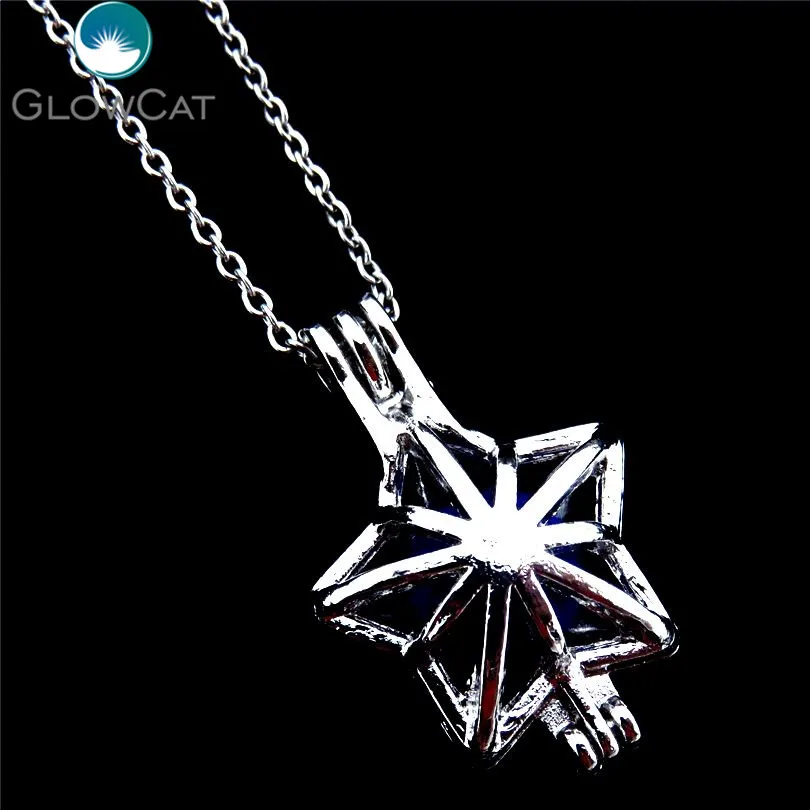 R-K293 Creative Carambola Pentagram Locket Necklace Rock Beads Cage Aromatherapy Essential Oil Trendy Pendant | Украшения и