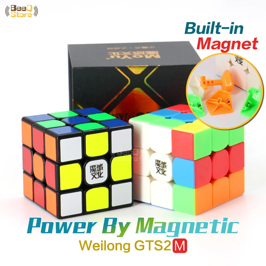 

Magnetic Magic Cube 3x3x3 Moyu Weilong Gts2M Black Stickerless Puzzle Profissional Player For Children With Magnets Pink Green