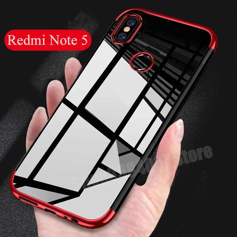 

Luxury Transparent Case For Xiaomi Redmi Note 5 Pro Ultra-thin Clear Plating Shining Soft TPU Case cover For Redmi Note 5