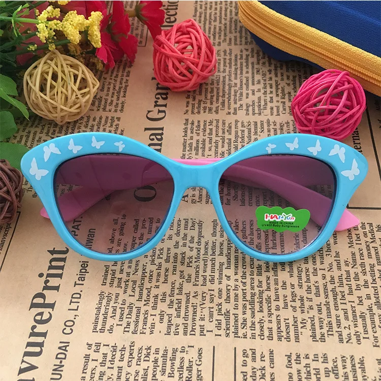 Бабочки Солнцезащитные очки для маленьких детей мальчиков и девочек милый кот глаз солнцезащитные очки UV400 яркие цвета модные пляж ребенок