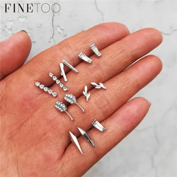 

Minimalist Crystal Small Geometric Stud Earrings Set Leaf Branch Bar Simple Earrings for Women Tiny Ear Studs Orecchini Donna
