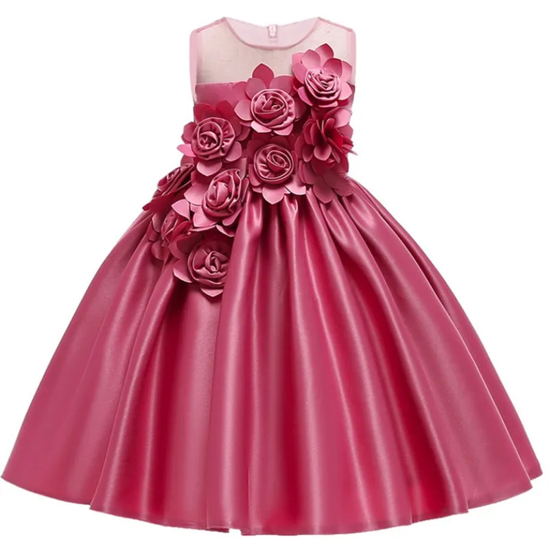 Бальное платье принцессы с цветами для девочек; свадебное платье; праздничное платье принцессы; детская одежда; платья для девочек на Рождество и год