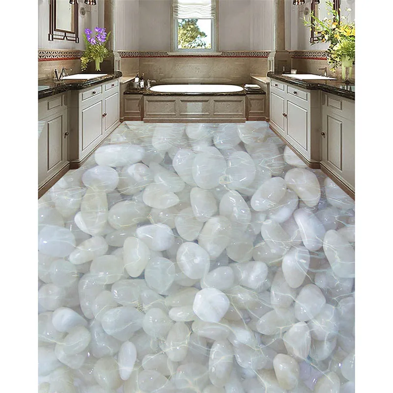 Custom 3D Floor Sticker Wallpaper Painting PVC lifelike Goose soft stones Wall Papers For Bathing Room Top Quality 195 | Дом и сад