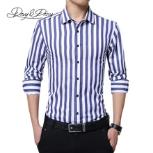DAVYDAISY Мужская рубашка высокого качества с длинными рукавами модная саржевая приталенная брендовая одежда Деловое платье рубашка мужская одежда DS096
