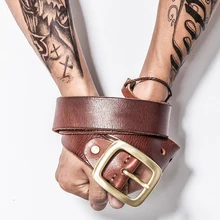 2017 New! Summer Men belt,metrosexual man solid retro copper pin buckle belt,male genuine leather jeans belt
