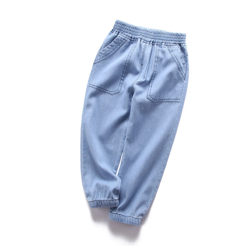 Джинсовые штаны для мальчиков тонкие джинсовые хлопковые длинные повседневные штаны-шаровары школьные штаны для маленьких мальчиков повседневные спортивные брюки для детей 2-3 От 5 до 7 лет - Цвет: as show