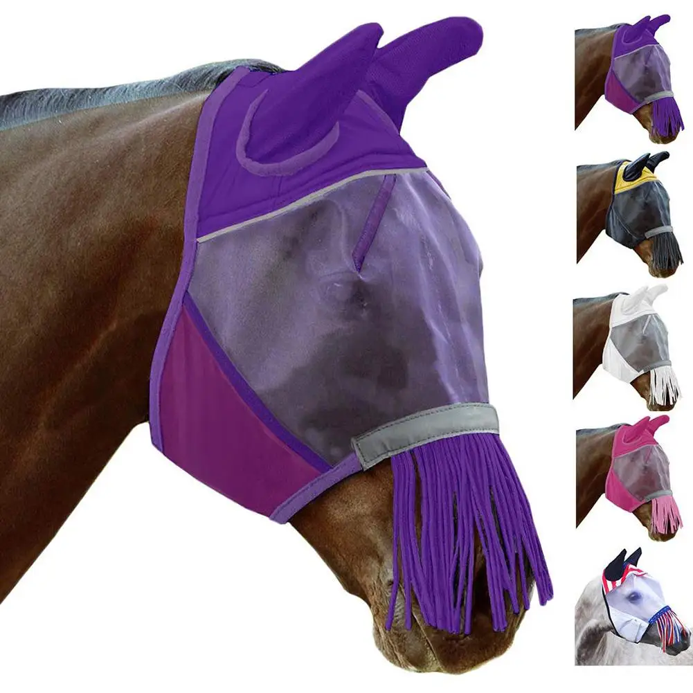Horse Face Mask Lightweight Breathable Mesh Running Anti-mosquito Facial Cover | Дом и сад