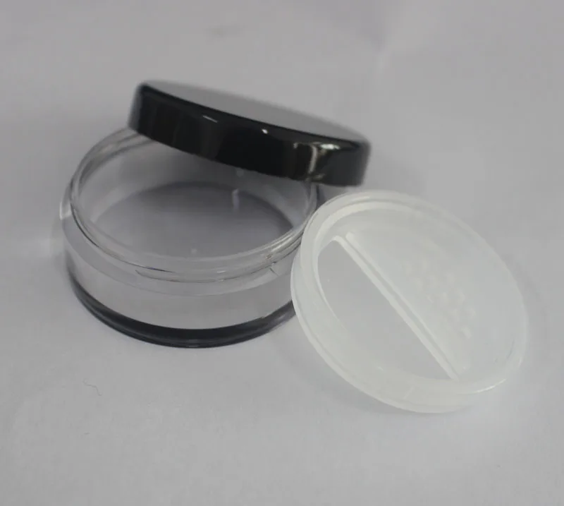 

30pcs/lot plastic empty 10g loose powder jar with twist rotating sifter