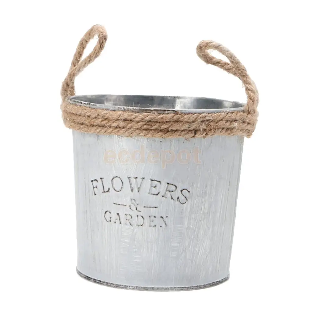 3pcs Garden Metal Flower Pot Wall Hanging Tin Baskets Bucket Plant Herb Planter Vase Wall Hanging