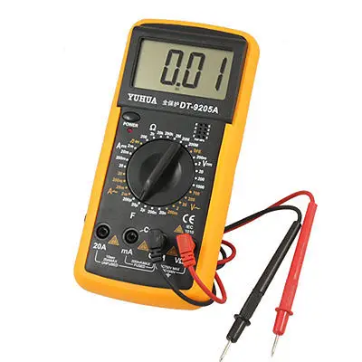 

Orange Blk Electrical Digital Multimeter w 2 Test Leads DT-9205A