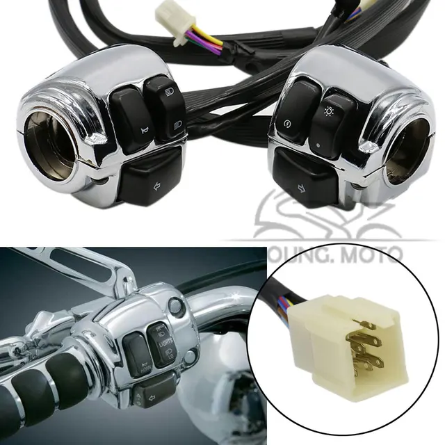 New Chrome Control Switches 1" Handlebar 29" Wire Harness Horn Turn Signals Light On/Off Switch