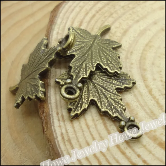 80 шт винтажные Подвески кулон в форме листика дерева Античная бронза для браслетов и колье DIY изготовление металлических украшений