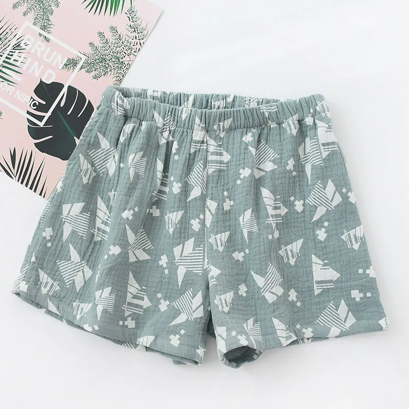 Новые летние хлопковые шорты с сетчатой подкладкой пижамы с принтами брюки с эластичной резинкой на талии для сна Шорты для сна для женщин дома и сна - Цвет: green
