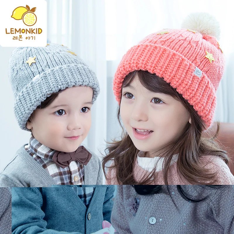 winter hats for girls baby boy kids hat cap star warm cap girl kids children woolen hat Free