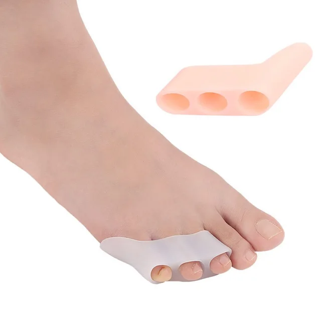 4pcs=2pairs Silicone Gel Pinky Pinkie Toe Pads Three Holes Insole