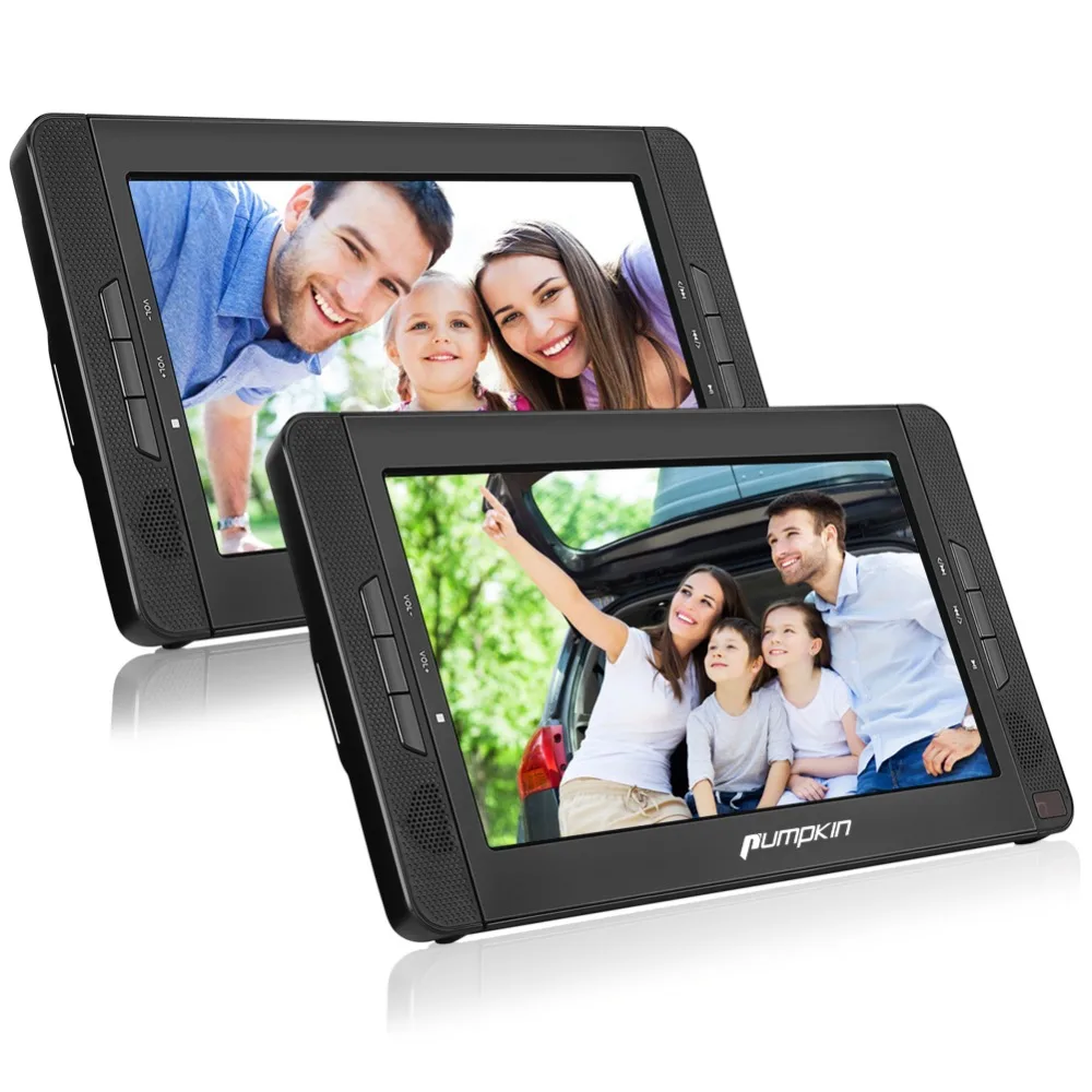 

Pumpkin 10.1'' Portable Car Headrest DVD Player HD Dual Screen Car Monitor Support Share DVD AVIN/Out Function Built-in Speaker