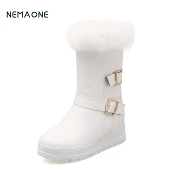 

NEMAONE winter new arrive women boots 2019 NEW white snow boots height increasing warm comfortable knee high boots