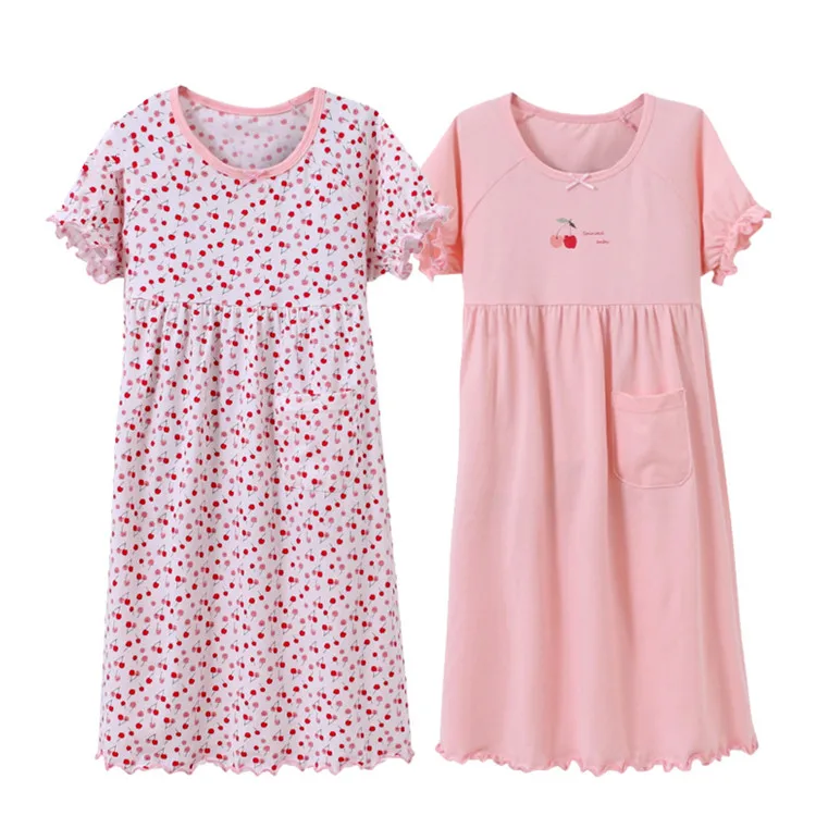 Princess nightgowns for girls cotton nightdress girls sleepwear loose dress 2-1 750