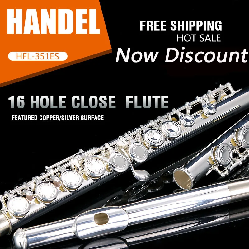 2016 Popular 16 hole Close hole flute with C tune,Silver cover E key