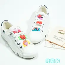 Мода мультфильм сердце/лук/крылья аппликации силиконовый зажим для шнурков от обуви украшения обуви для детей одна пара