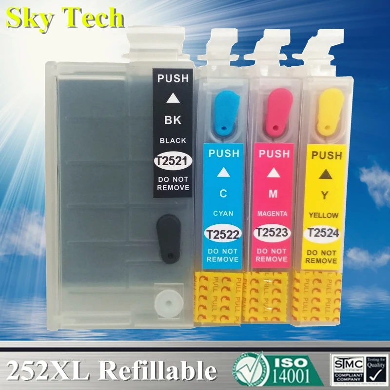 252Xl T252XL Refillable Ink Cartridge T2521 T2524 ,For Epson WF 3620 WF
