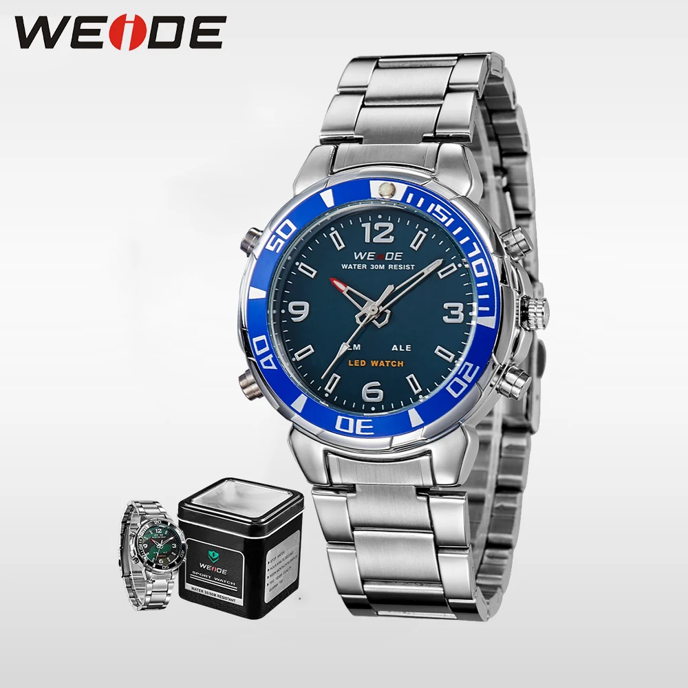WEIDE Кварцевые спортивные наручные часы для мужчин повседневное натуральная