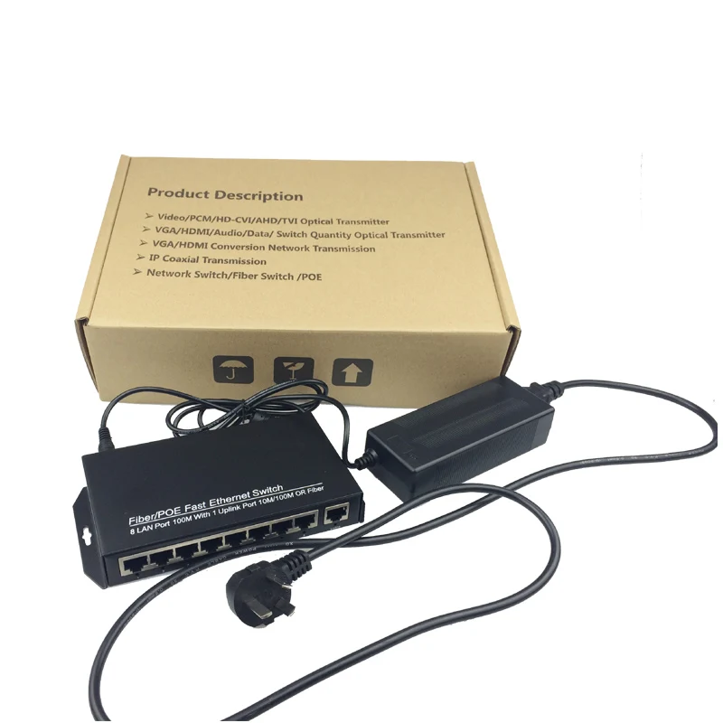 POE коммутатор высокого качества с 8 портами AP RJ45 Uplink сети совместимых сетевых