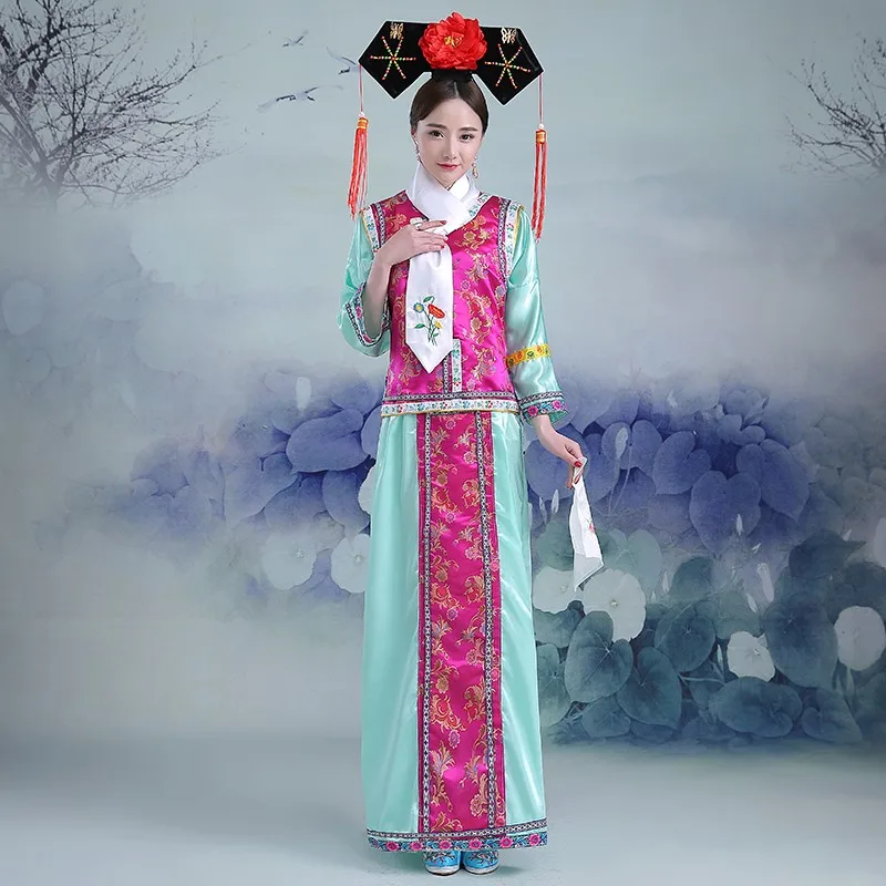 Hot Sale 5 colors new Embroidery girl Qing Dynasty Princess Costume women's ancient court dress for cosplay stage performance