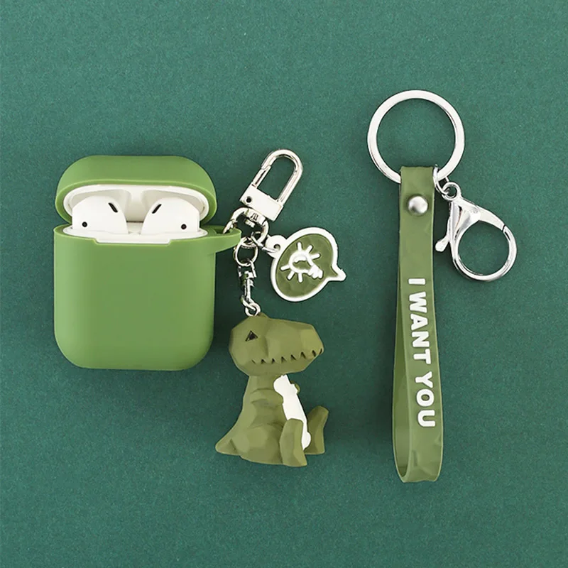 

Cartoon Geometry Animal Silicone Case For Apple Airpods Case Accessories Bluetooth Earphone Protective Cover Cute Cat Key Ring