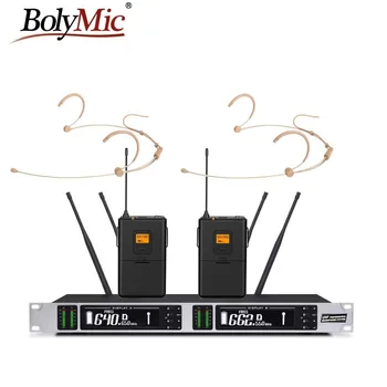 

Bolymic Headset microphone wireless Dual channels professional uhf wireless microphones