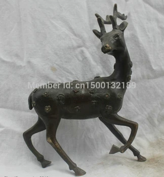 

xd 0077 Chinese China Folk Culture Handmade Old Brass Bronze Statue Lucky Deer Sculpture