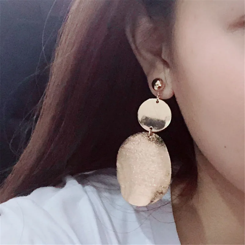 

2019 Oorbellen Pendientes Jewelry Personality Exaggerated Han Fan Earrings Retro Geometric Frosted Joker Manufacturer Wholesale