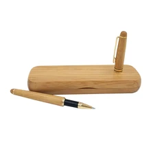 One Set Gel Pen with Case from Nature Bamboo Handmade Signing Pen and Storage Case Set Stationery Stationery Gift Joy Corner never watercolor collection cards set desktop calendar schedule foil post with gel pen acrylic base creative gift stationery