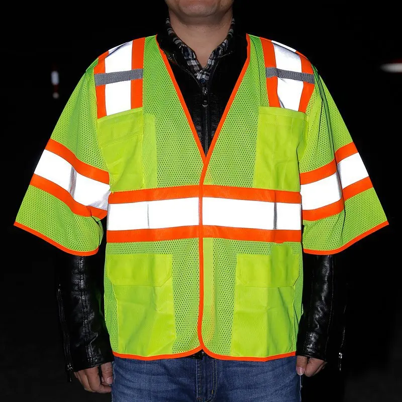 

Short sleeve pocket reflective safety multipath hit color design eye-catching reflective clothing imports reflective tape