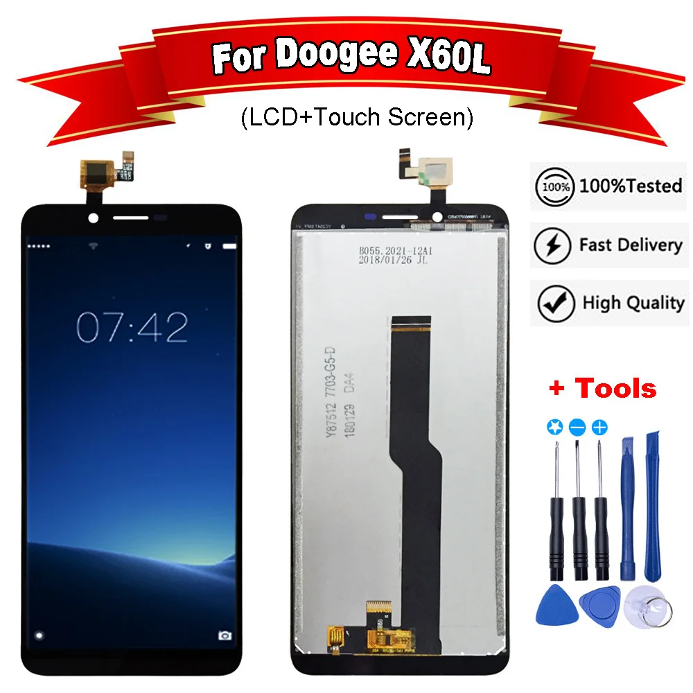

For Doogee X60L LCD Display+Touch Screen Assembly Repair Parts 5.5 Inch Replacement +Tools For X60 L