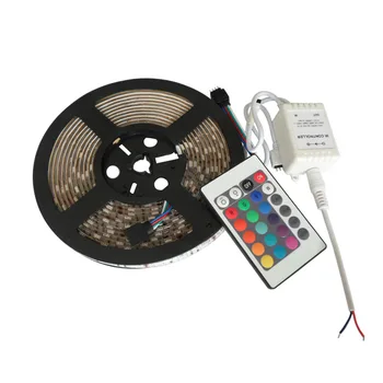 

5mX high quality christmas 12V input 5050SMD RGB LED Strip Light +24 key remote controller free shipping